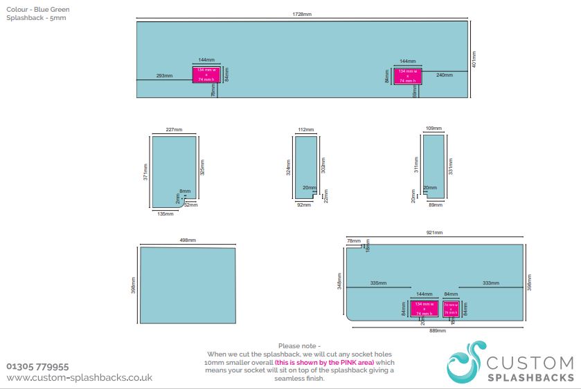 how to measure for a splashback diagram.
