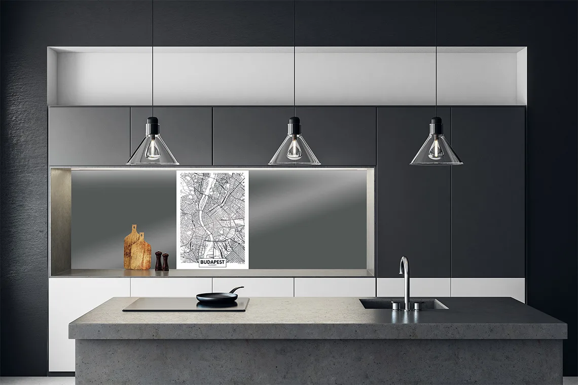Budapest Map Splashback Budapest Map Splashback