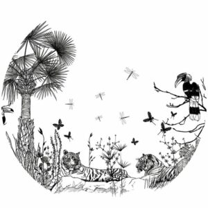 Jungle Landscape Illustration Splashback