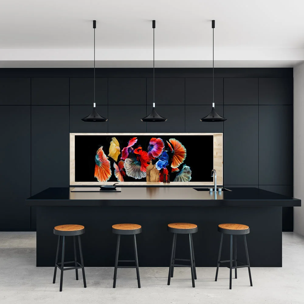 Abstract Vibrant Floral Fish Splashback Abstract Vibrant Floral Fish Splashback