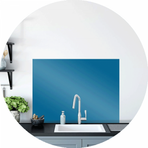 Egyptian Blue Glass Splashback Sample