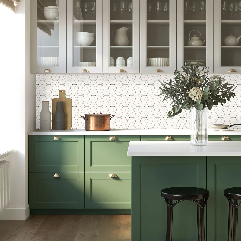 Grey Hexagon Pattern Splashback Grey Hexagon Pattern Splashback