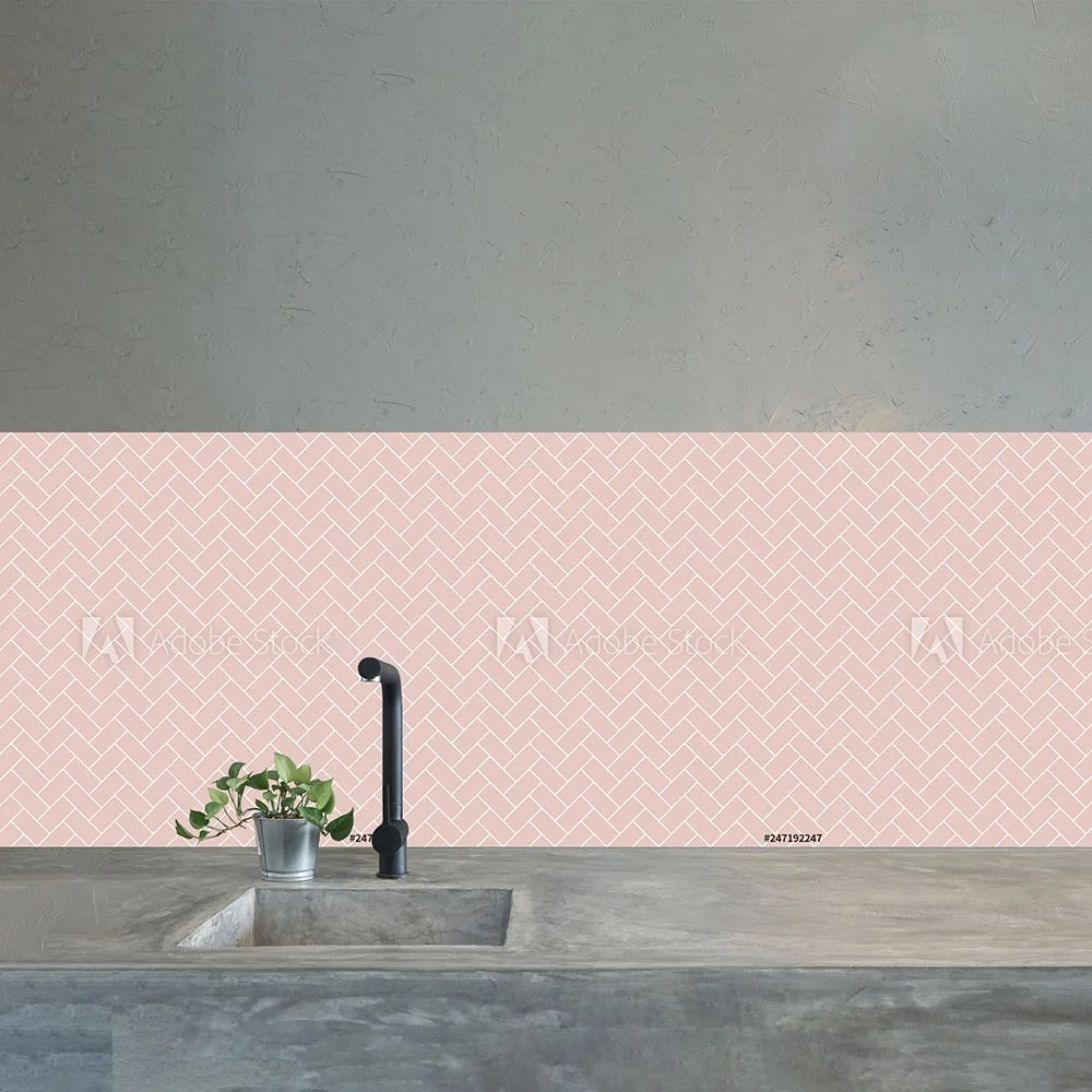 Pink Herringbone Splashback