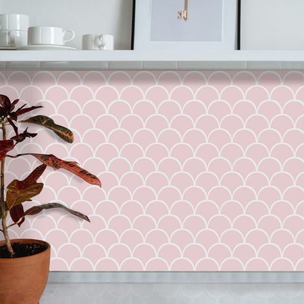 Powdered Pink Printed Scallop Tile Sample