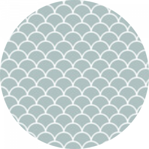 Powered Blue Printed Scallop Tile Sample
