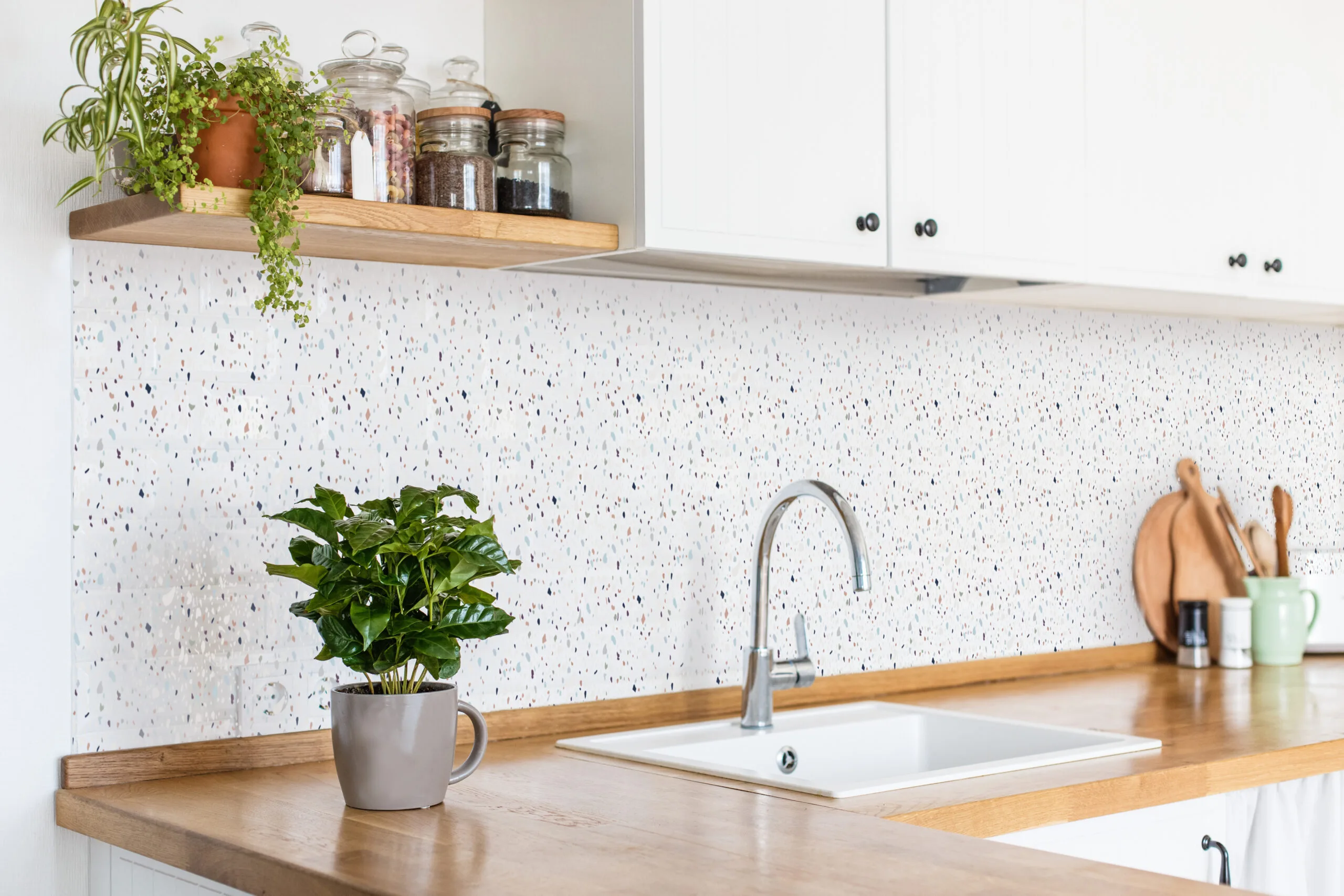 Cream Terrazzo Printed Splashback